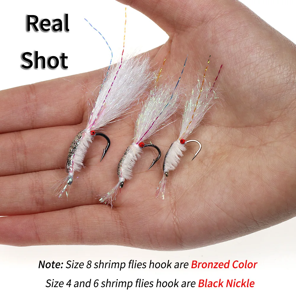 Bimoo 7 unids/caja # 4 # 6 # Camarones de agua salada con ojos de cadena de 8 cuentas para lubina, salmón, Redfish, trucha, carpa, Flash, moscas de pesca, señuelos - imagen 5