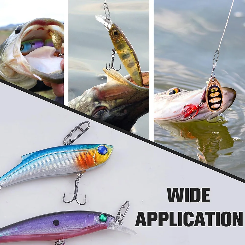200 Uds Clips de potencia broches de pesca rápidos aparejos conector de pesca Clips de velocidad 26LB-121LB accesorios de pesca con señuelo de cambio rápido - imagen 5