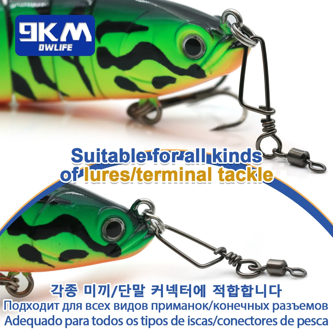 9KM 50Pcs Fishing Swivels Snap Coastlock Snap Quick Change Clip Stainless Steel & Copper Saltwater Fishing Connector Tackle - imagen 4