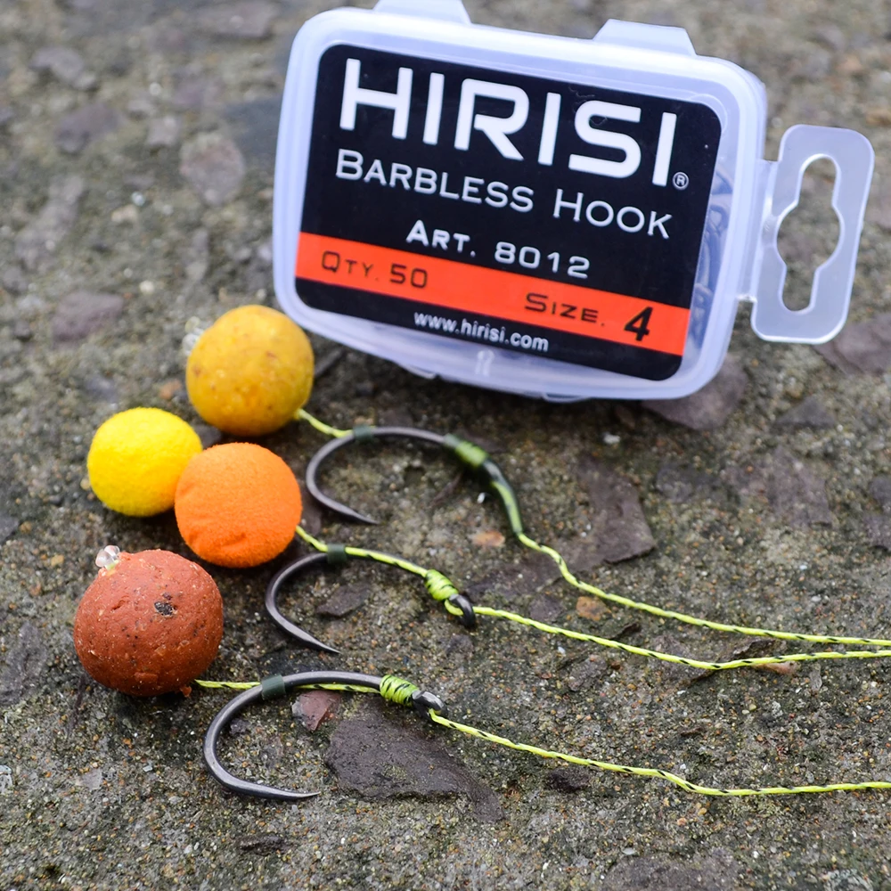 Hirisi Anzuelos de pesca de acero inoxidable con recubrimiento de 50 piezas, anzuelos sin púas, 8012, accesorios de herramientas de pesca - imagen 5