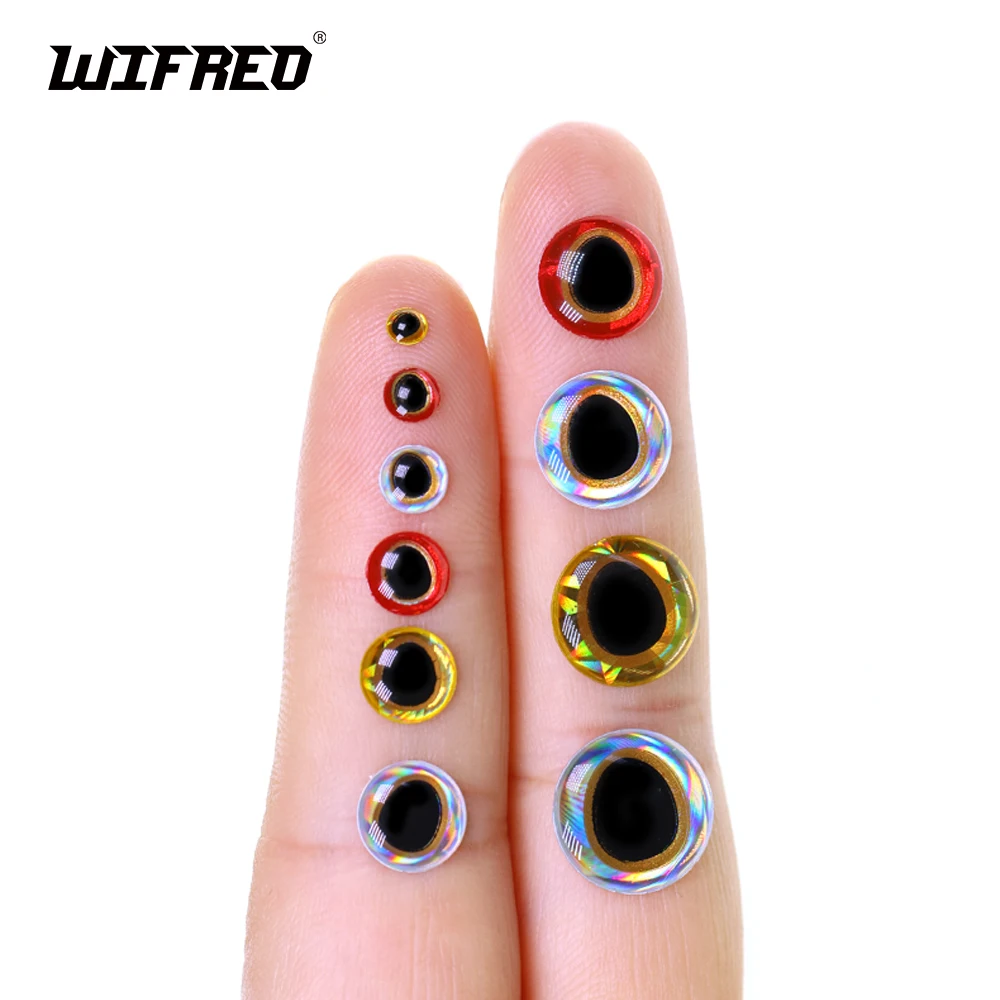 Wifreo 100 Uds 3mm -12mm ojos de pez epoxi 3D holográficos ojos de señuelo de pesca de plástico para atado de moscas Streamer moscas cebo duro suave