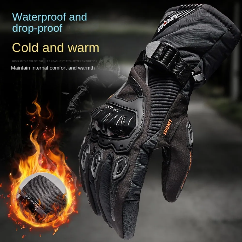 Guantes cálidos de invierno para motocicleta, resistentes al viento, con pantalla táctil, para ciclismo, impermeables, para carreras, deportes al aire libre - imagen 3