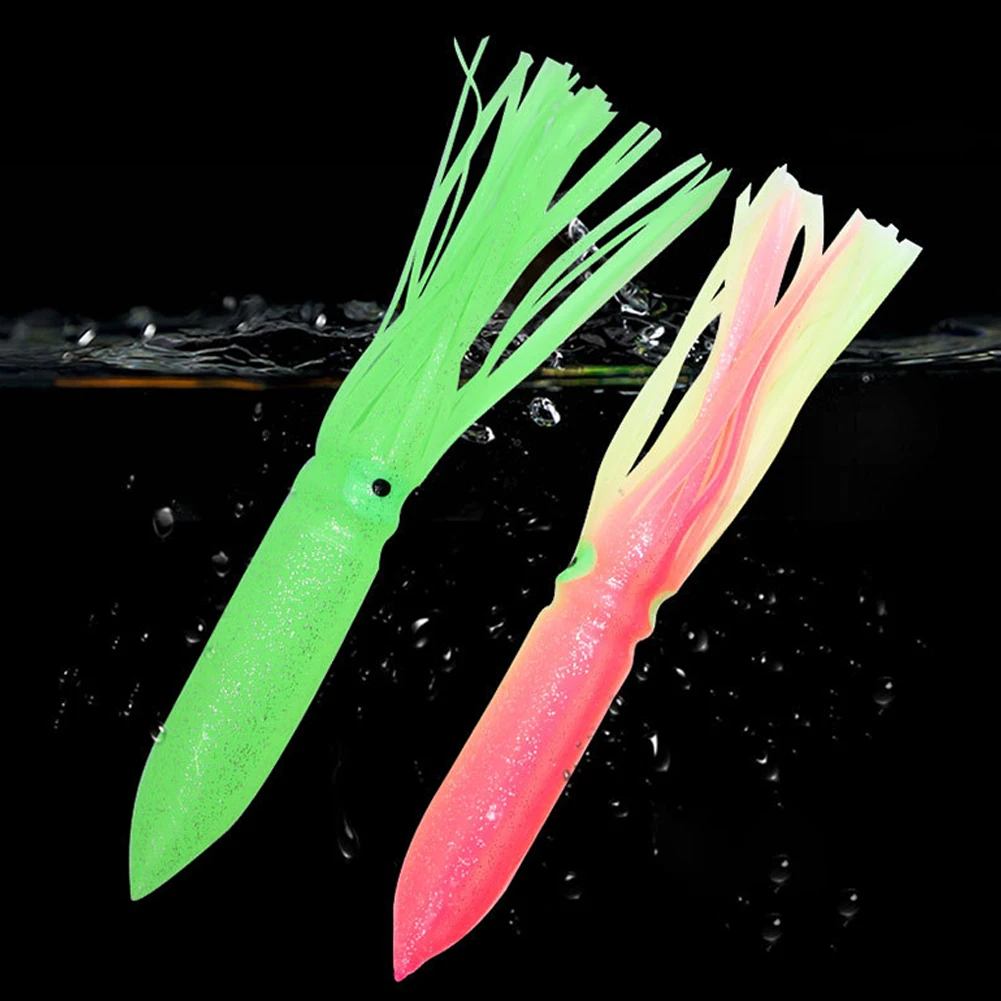 Cebo de pesca suave con falda de pulpo brillante, Señuelos de Pesca para curricán, 11,8 pulgadas, 55g, faldas de calamar de pulpo luminoso - imagen 5