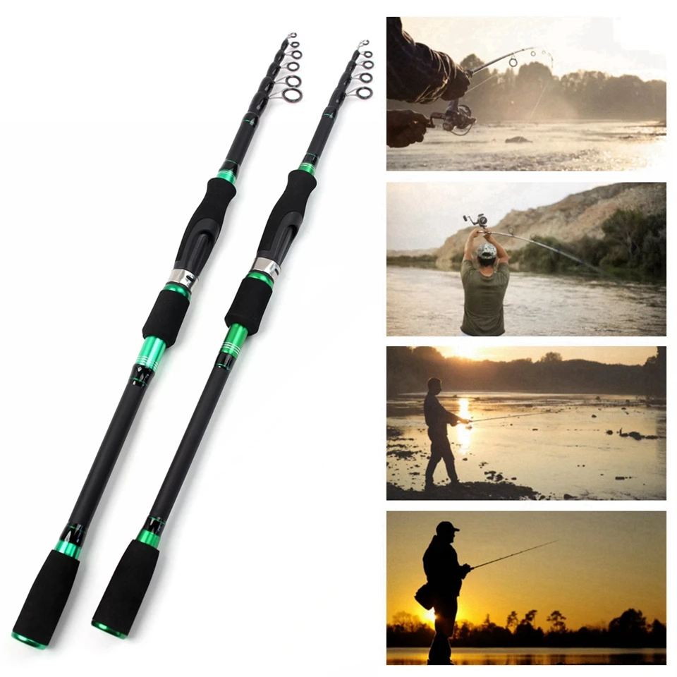 Caña de señuelo giratoria telescópica, 1,8-2,7 M de potencia, fibra de carbono, agarre EVA, ultracorto, portátil para pesca en agua dulce y salada - imagen 3