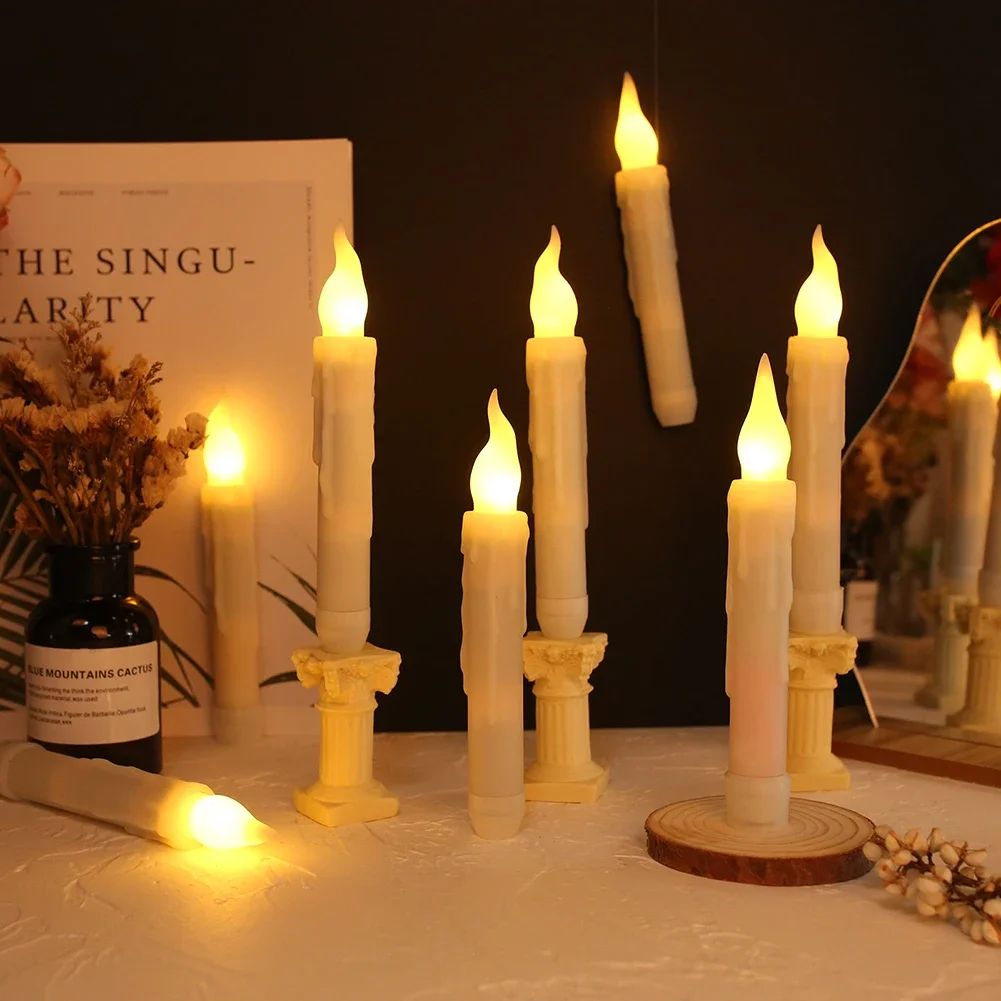 Velas cónicas LED de 16,5 cm, velas de ventana con pilas sin llama para Navidad, boda, iglesias, decoración de fiesta de cumpleaños - imagen 5