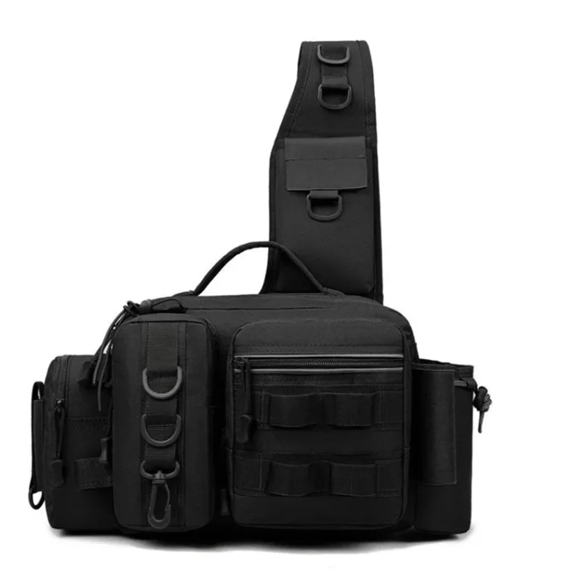 Mochila para aparejos de pesca, caja de señuelos, bolsa de almacenamiento de equipo, riñonera para hombre, mochila de pesca con mosca con soporte para caña, bolso de hombro tipo bandolera - imagen 4
