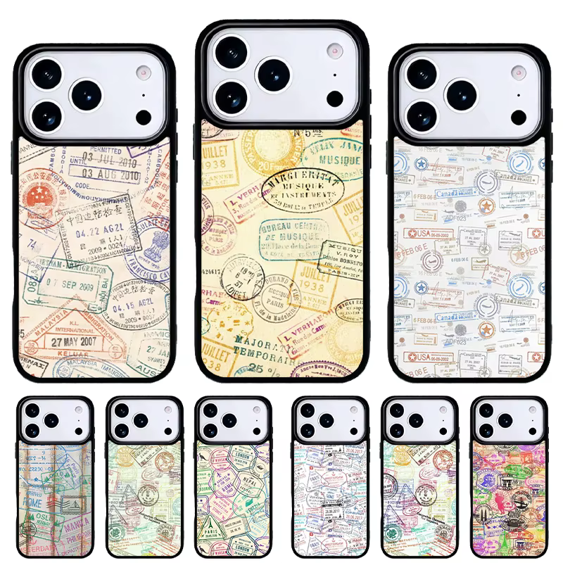 Funda iPhone Retro Sellos Pasaporte – Diseño Postal