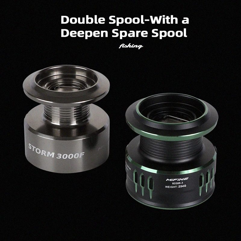 Carrete giratorio Mifine Storm Light – arrastre fuerte y bobina metal - imagen 2