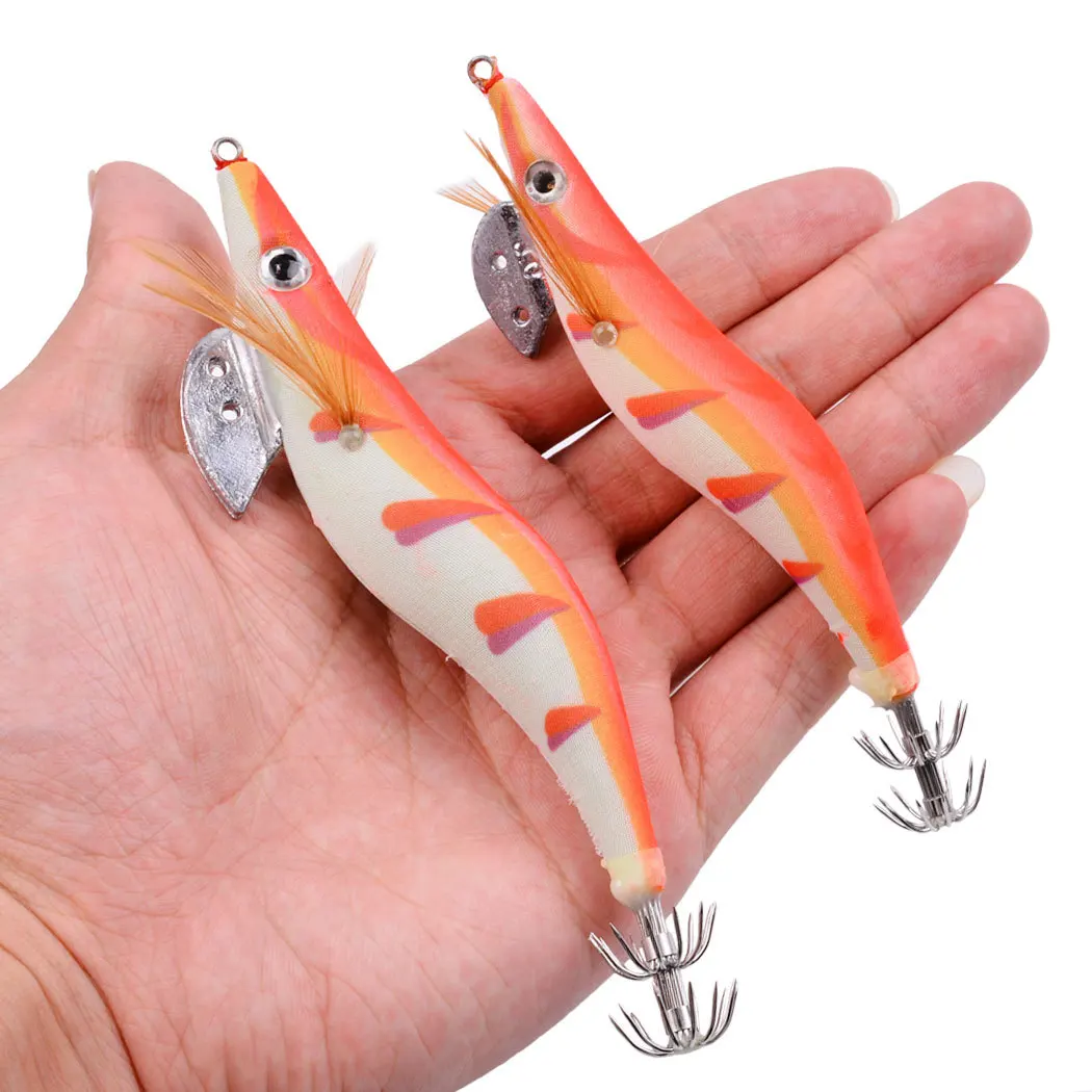 10 Uds 3,5 cebo de pesca de calamar anzuelo de gamba ojos 3D luminoso pulpo plomo jig señuelos sepia cebo Artificial anzuelo de pesca - imagen 5