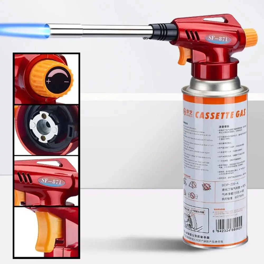 lanzallamas resistente a altas temperaturas, quemador de fuego doméstico portátil, antorcha de combustible, lanzallamas portátil ajustable de 20cm para barbacoa - imagen 3