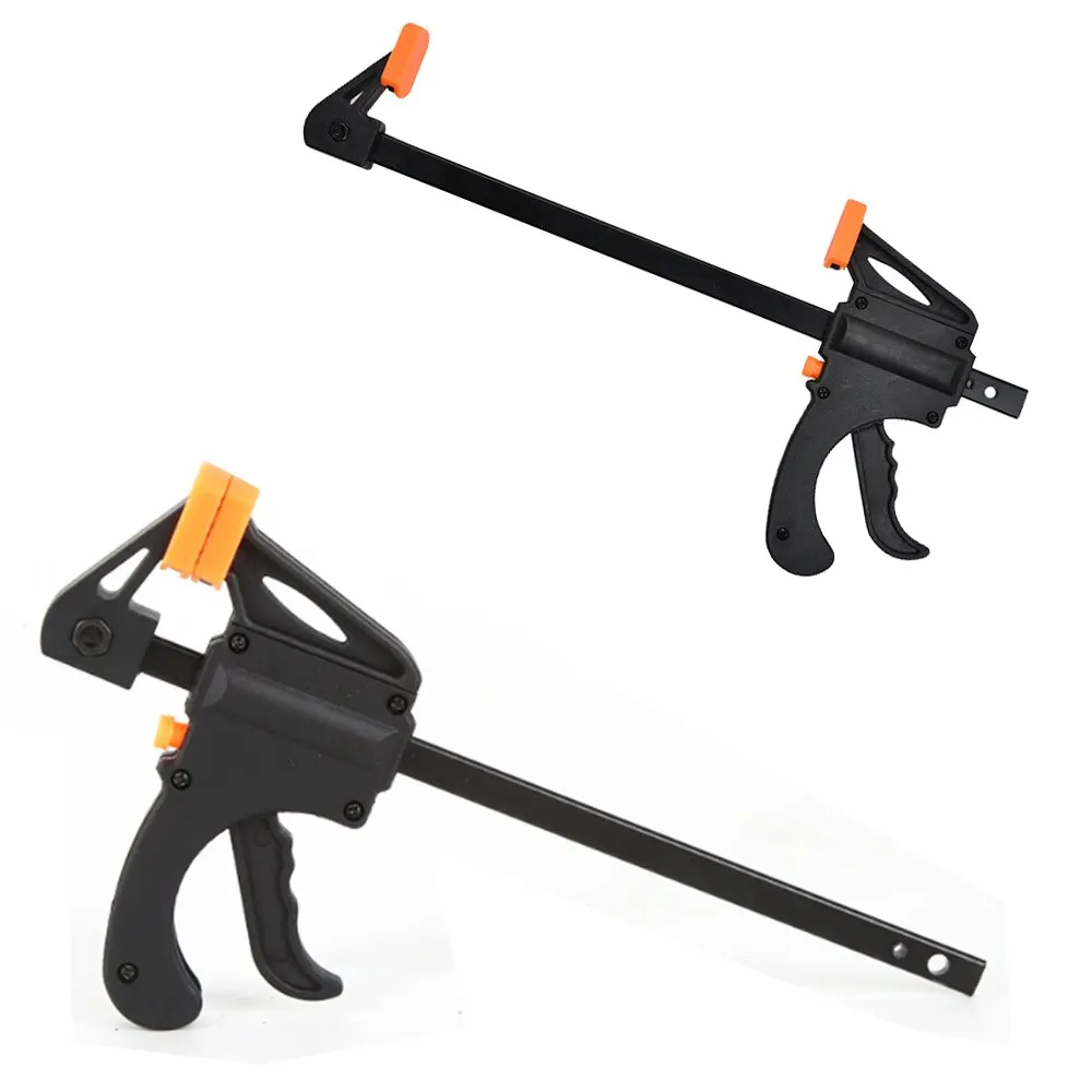 Abrazaderas de carpintería de 4 ', Juego de 2 piezas, tipo fijo, velocidad de liberación rápida de trinquete, Kit de barra de trabajo de nailon extruido, esparcidor, Gadgets portátiles de bricolaje - imagen 3