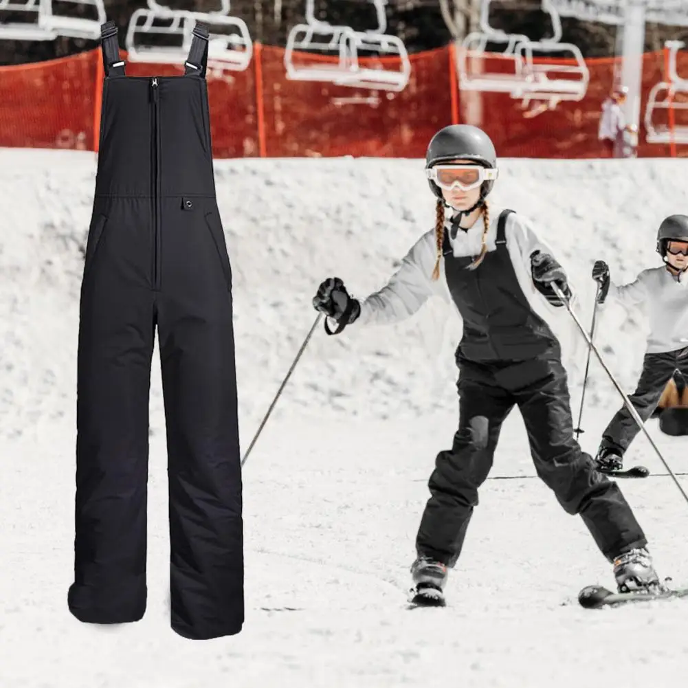 Mono para deportes de nieve con cremallera frontal, impermeable, correa ajustable para el hombro, térmico, resistente al viento, sin mangas, bolsillos, mono para exteriores - imagen 2