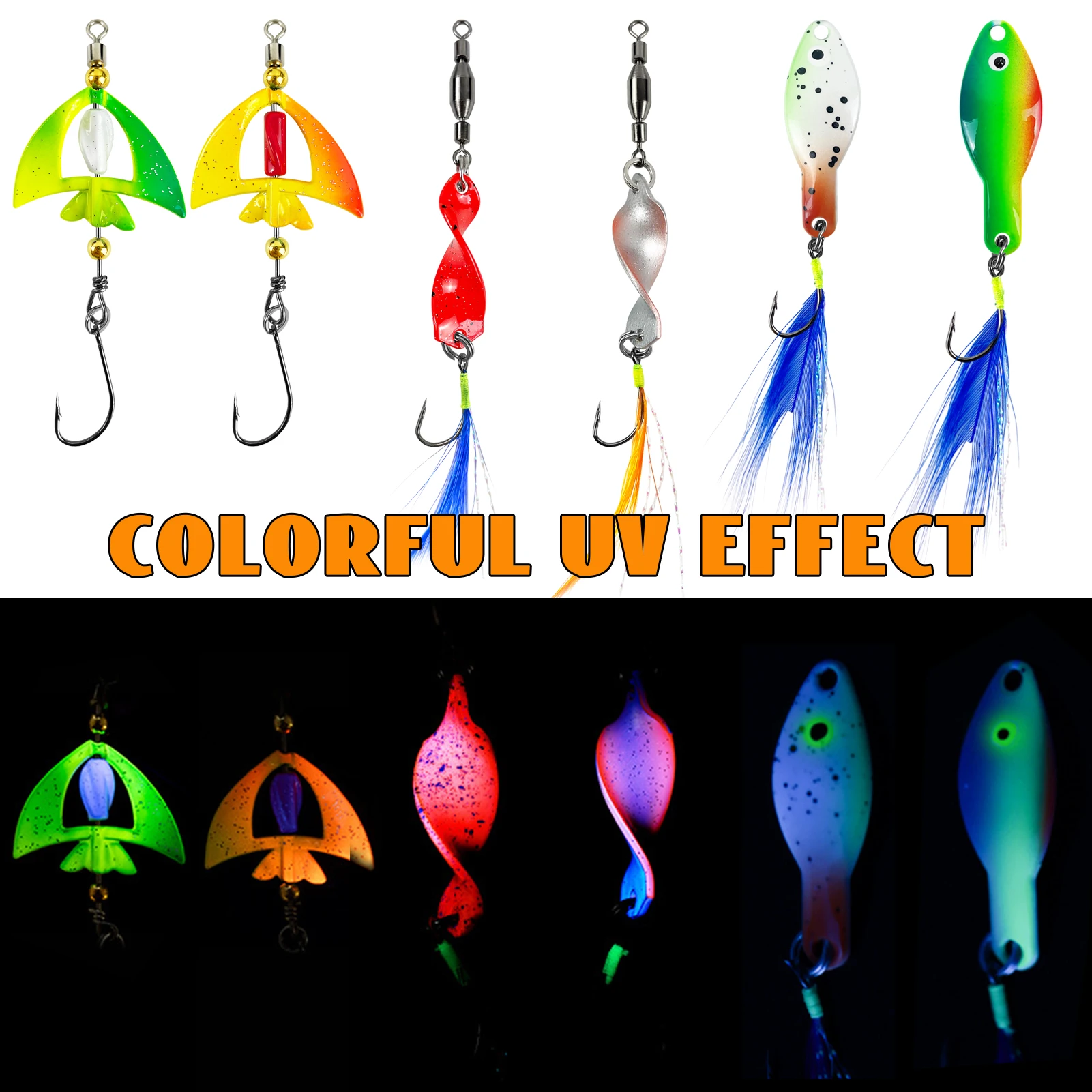 FREE FISHER Señuelos de cuchara giratorios con lentejuelas – lubina - imagen 5