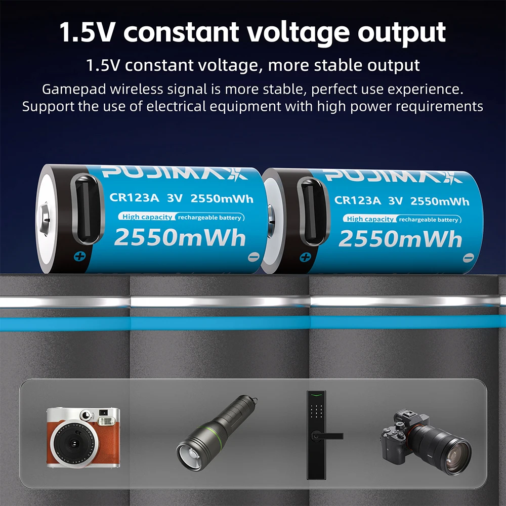 Batería recargable CR123A Tipo-C de litio 3V alta capacidad portátil - imagen 3