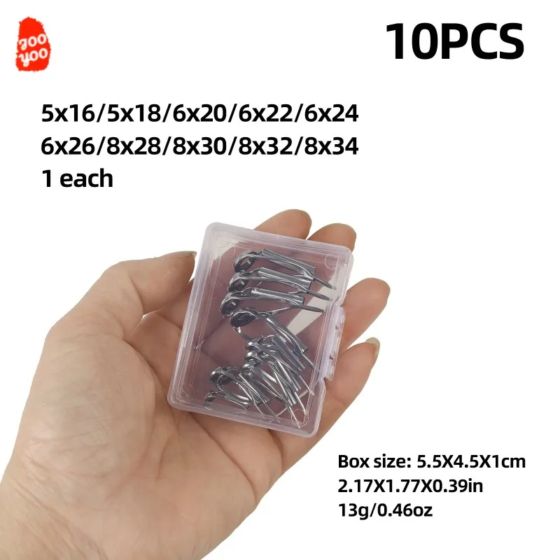 Kit de anillos guía de punta de caña antienredos, 10 Uds., varillas LUYA, varillas de mar, anillos superiores de fundición larga, ojos guía delanteros sobre líneas - imagen 3