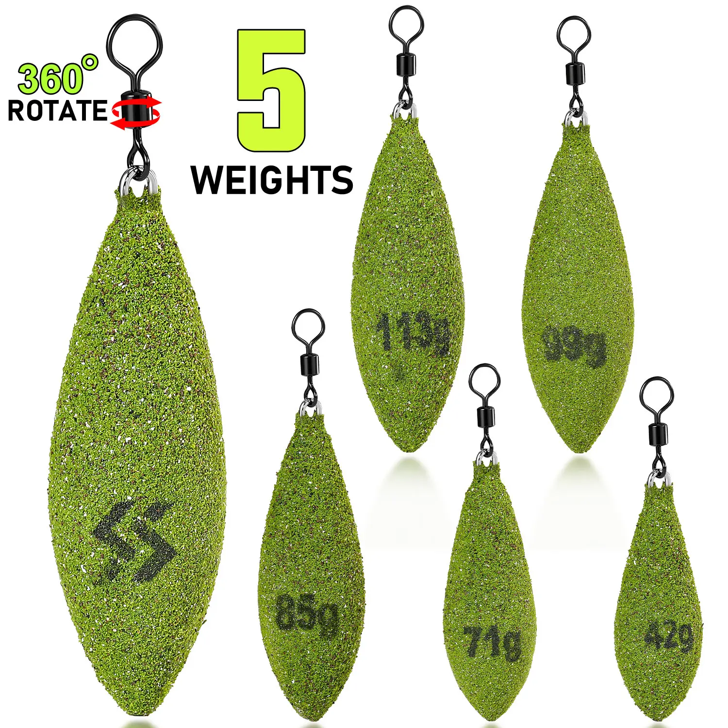 Sougayilang, 5 unidades, plomo de pesca ovalado, 113g, 99g, 85g, 71g, 42g, herramientas de pesca de plomo resistentes a la corrosión multiespecificación