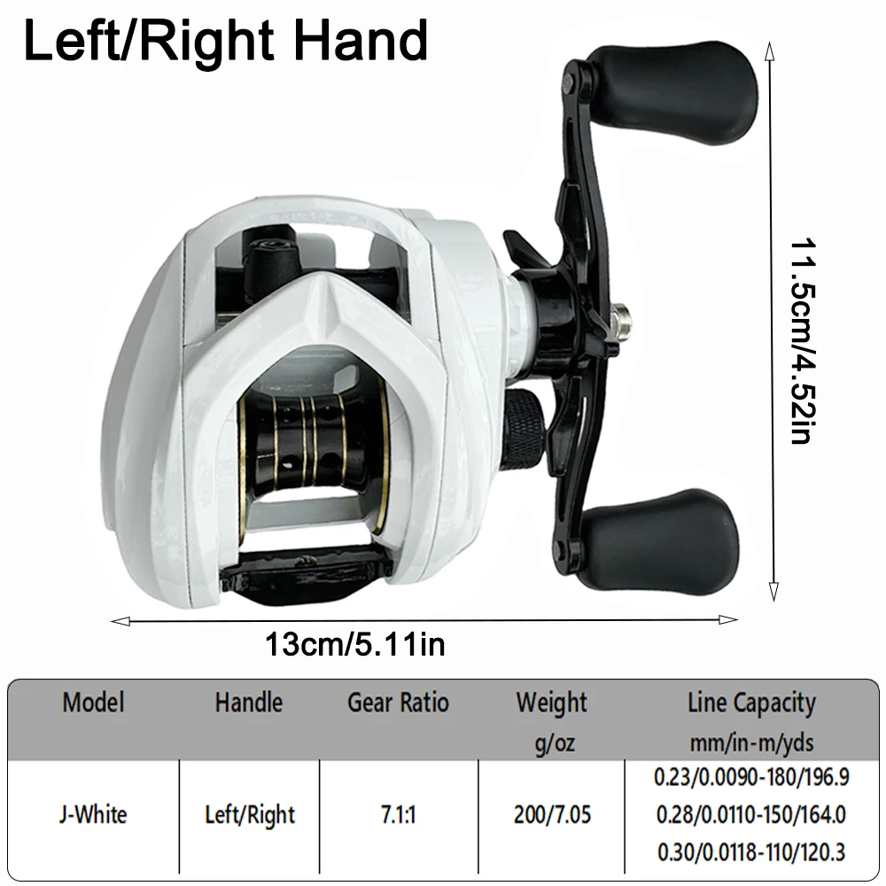 Carrete de pesca Baitcasting de larga distancia, potencia máxima de 10kg/22LB, alta velocidad 7,1: 1 con sistema de freno magnético, aparejos de pesca - imagen 4