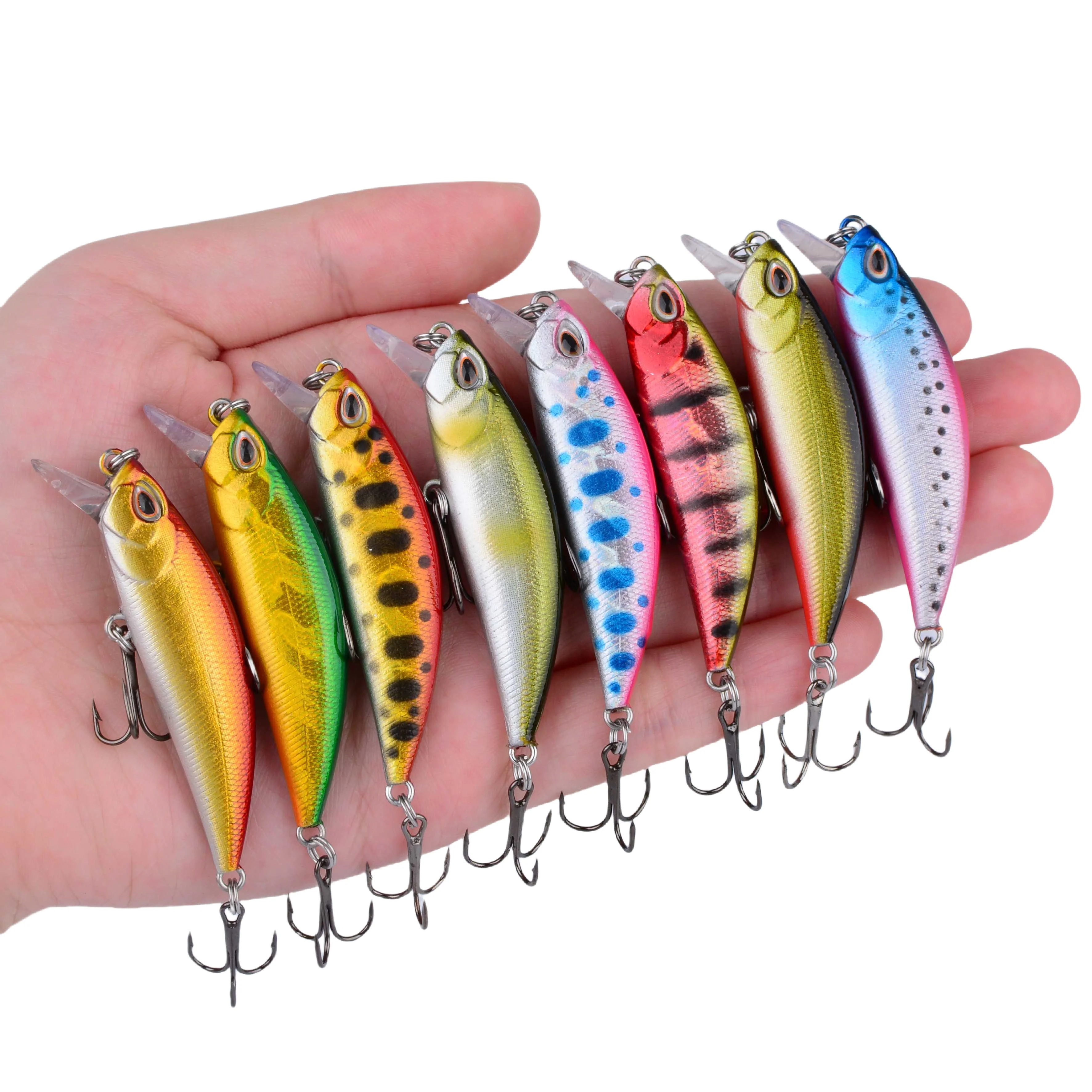 Señuelo de pesca de pececillo que se hunde, cebos duros artificiales, Crankbait, Wobblers, trucha, lubina, 15 Uds. - imagen 2