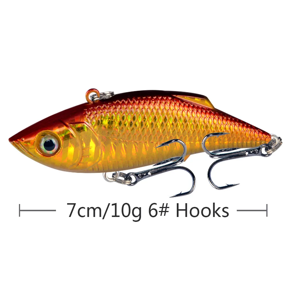 Señuelos de pesca duros VIB, 6 uds., cebo vib que se hunde, anzuelos triples, Crankbait Wobber, aparejos de pesca artificiales - imagen 5