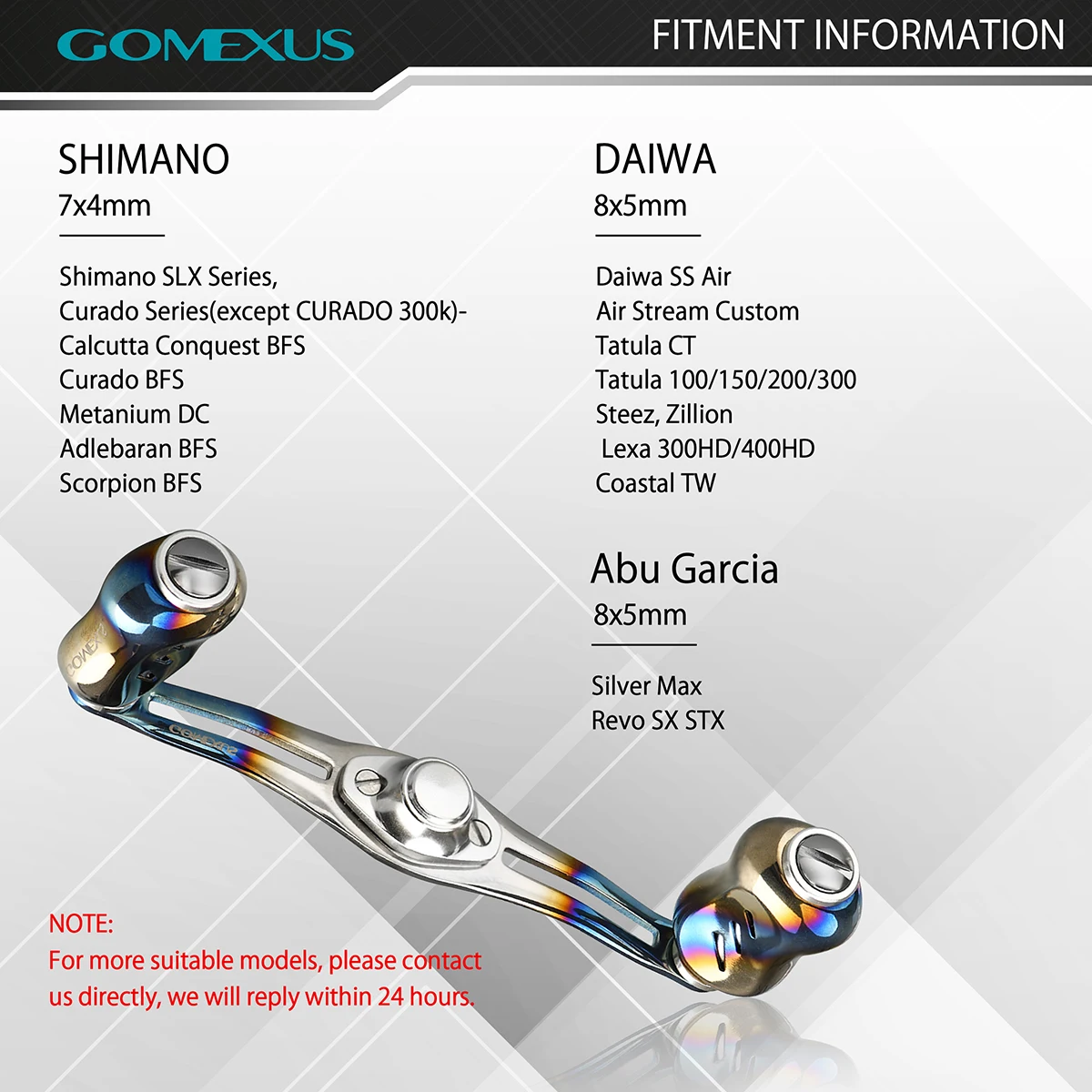 Mango de carrete de titanio Gomexus de 80mm con perilla de titanio de 22mm T22 para Daiwa Steez Tatula Catalina Zillion Abu García Baitcaster - imagen 4