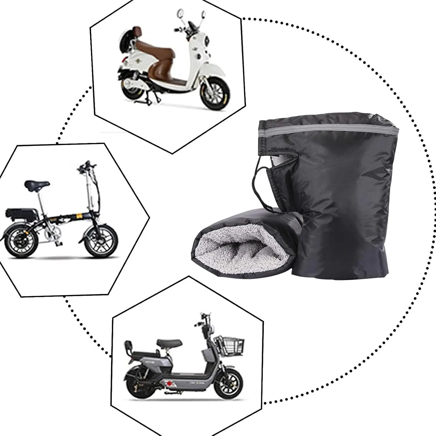 1 par de guantes de invierno para manillar de motocicleta al aire libre, Protector de manos de invierno, forro a prueba de viento, guantes cálidos para cubierta de mango de motocicleta y Scooter