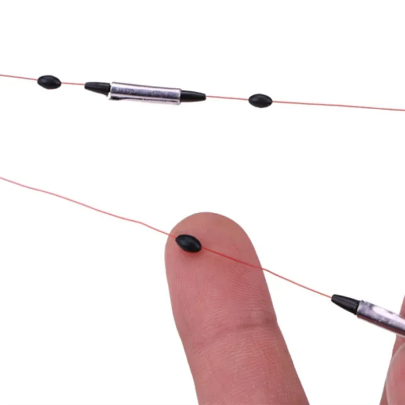 Flotador de pesca 6 en 1 S M L, bolas espaciales de goma negra, tapón ovalado, Bobber