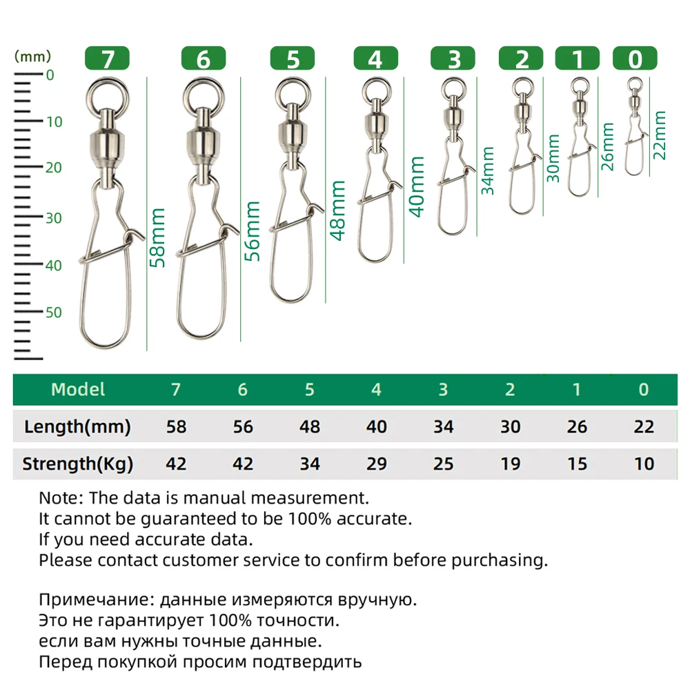 DNDYUJU 10X-100X conector de señuelo de pesca rodamiento de bolas de pesca giratorio de acero inoxidable Snap Pin rápido accesorios de señuelo de pescado - imagen 2