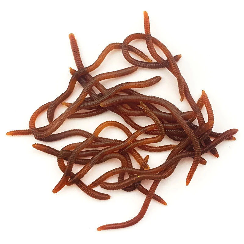 Señuelos blandos rojos con olor a pescado realista, simulación de lombriz de tierra, gusanos rojos, señuelos de pesca artificiales - imagen 5