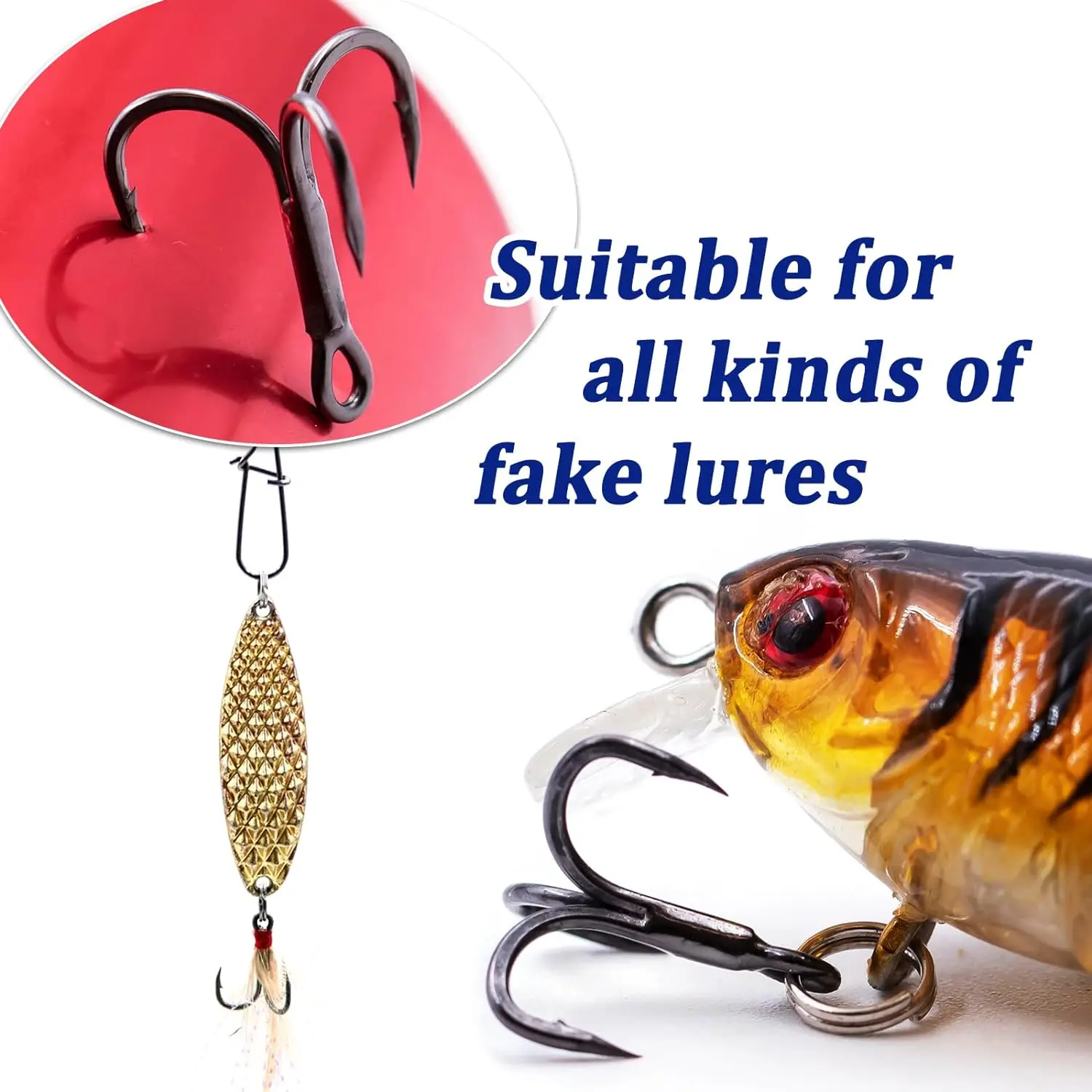 6X Fishing Treble Hooks 50Pcs Barbed Sharp Triple Sea Fishing Hooks Hard Lures for Freshwater Saltwater Fishing Accessories - imagen 5