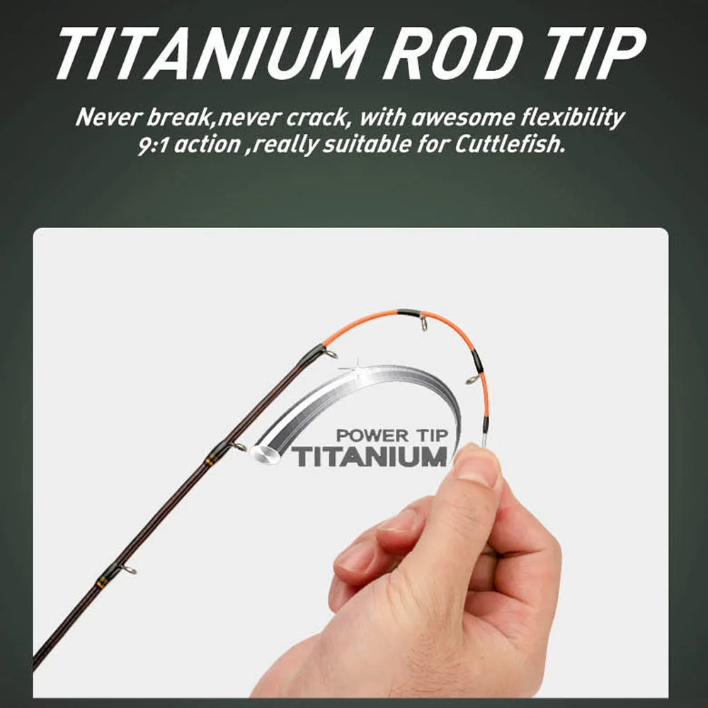 Pulpo de punta de titanio, sistema de guía de anillo en espiral rápido, superligero, pesca de calamar, lubina, Lucio, varilla de fundición de carbono, 170cm - imagen 3