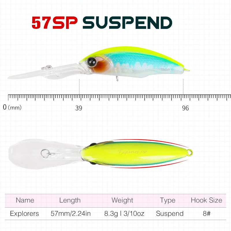 TSURINOYA buceo 2-4m pececillo suspendido 57mm 8,3g EXPLORERS 57SP señuelo de pesca de Lucio de fundición larga cebo duro Artificial Jerkbait - imagen 3