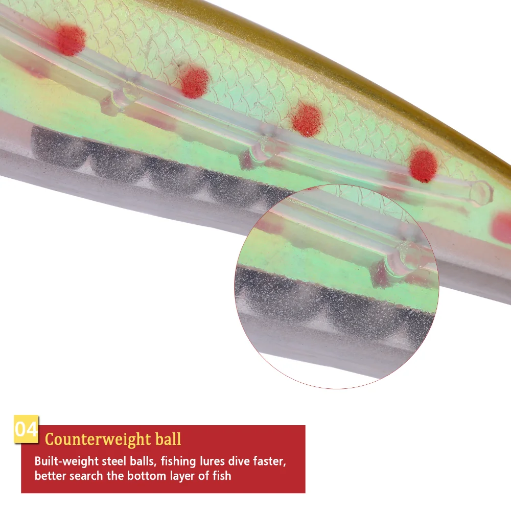 Sougayilang Crankbait 1 Uds señuelo de pesca Minnow cebos duros 110mm 15g Swimbaits barco Topwater señuelos para pesca de lubina de agua dulce - imagen 4