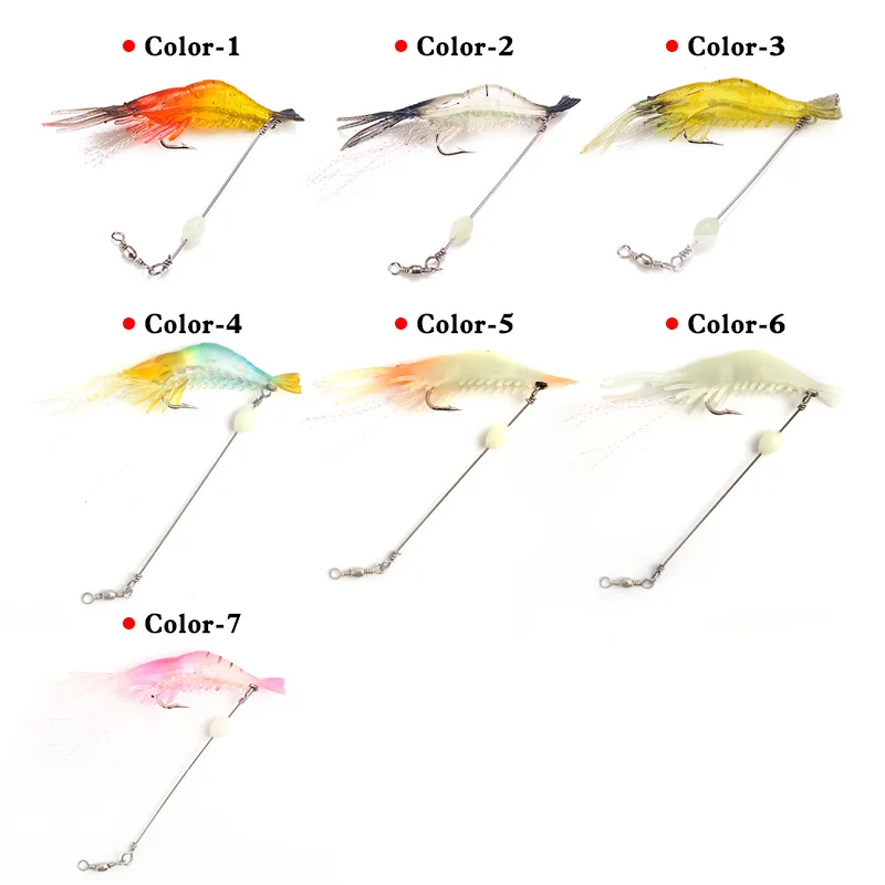 1 Uds. Cebo de camarón con cuentas luminosas, 8,5 cm-5g, señuelo suave que se hunde, larva de silicona, Swimbait, gambas sin malezas, gummifische leurre cebo de pesca - imagen 3