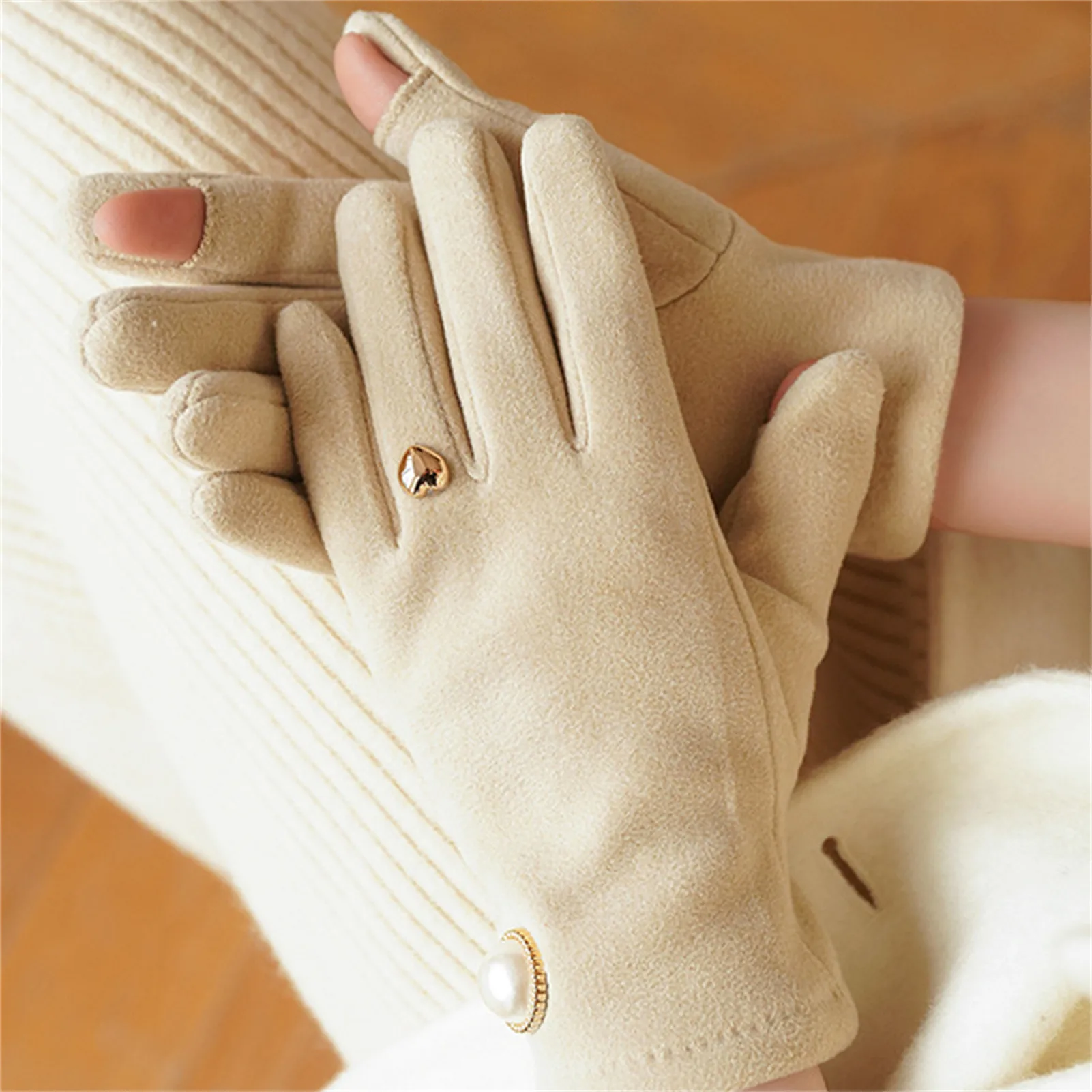 Guantes cálidos de invierno para mujer, guantes de lana a prueba de viento, ciclismo, Camping, pesca, esquí, manoplas con pantalla táctil, accesorios deportivos