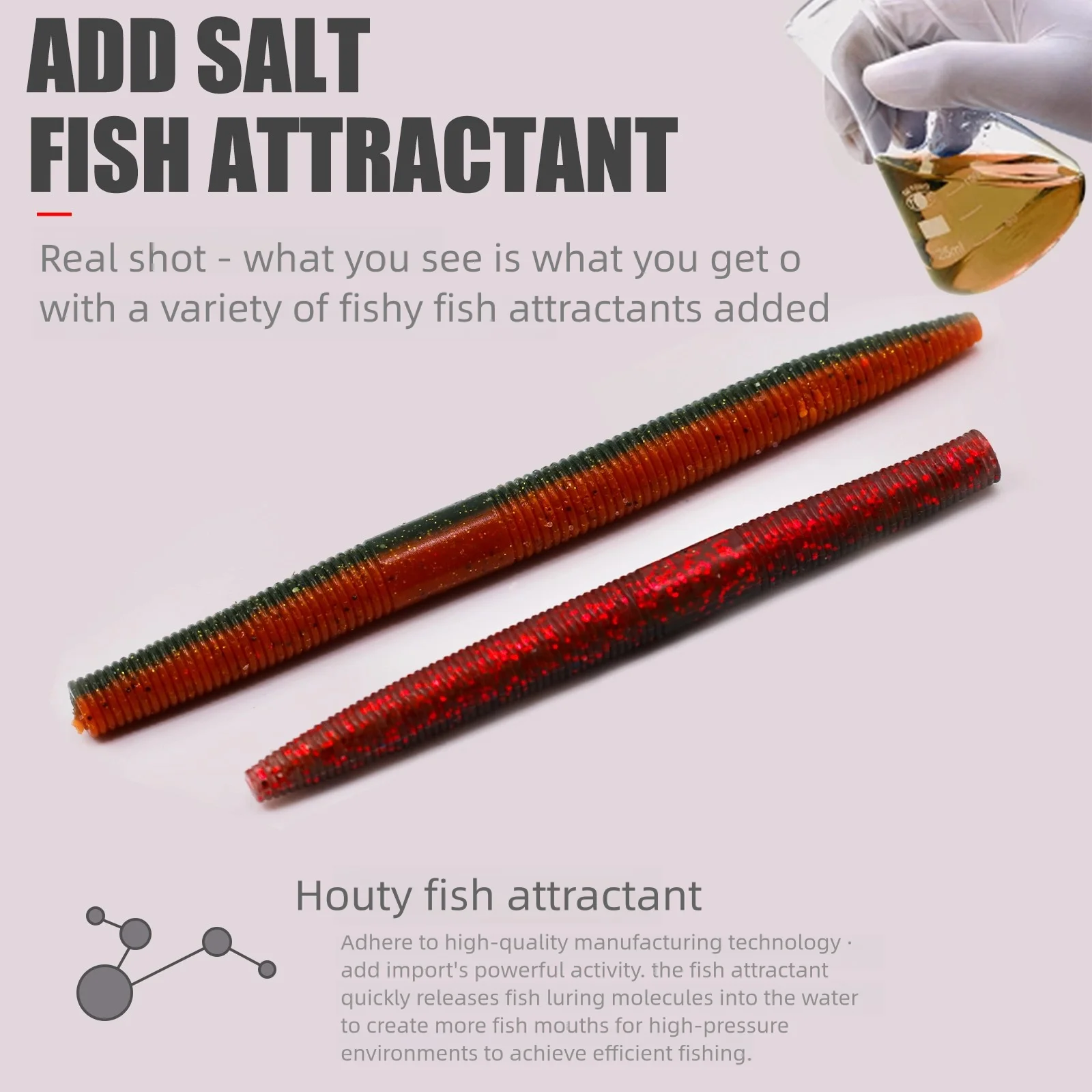 Señuelos de gusano blandos, 15 Uds., para lubina, cebos de gusano de plástico para aparejo loco, pesca de agua dulce, calabaza - imagen 5