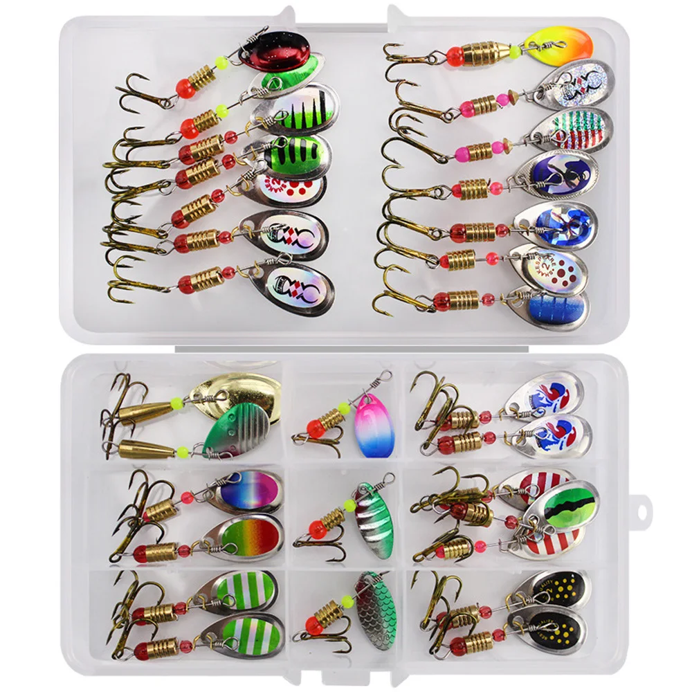 Señuelo de pesca giratorio con cuchara de Metal, juego de 10/30 Uds., Spinners Spoonbait, Crankbait, Wobblers de pesca para Lucio, Kit de ganchillo, cebo Artificial - imagen 3