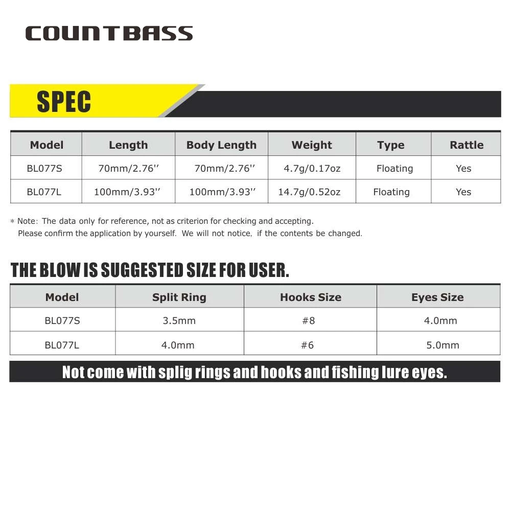 Countbass 10 Uds. Señuelos duros en blanco 70mm/2,8 "4,7g/0,17oz, 100mm/3,9" 14,7g/0,552oz cuerpos de pesca sin pintar, Popper, Topwater - imagen 3