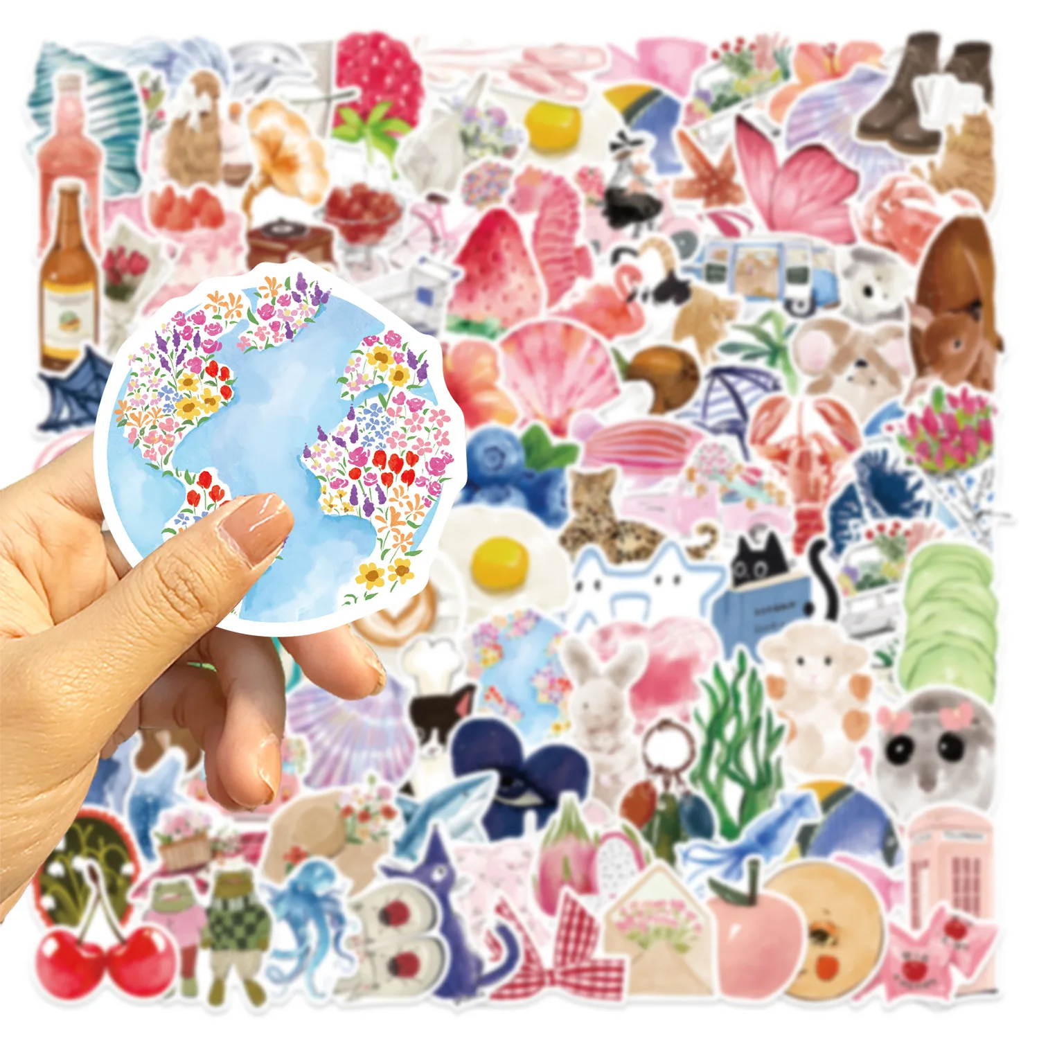 50/100 Uds. Diario de acuarela, pegatinas de grafiti estéticas para teléfono, guitarra, portátil, maleta, pegatina impermeable al agua, juguetes para niños - imagen 4