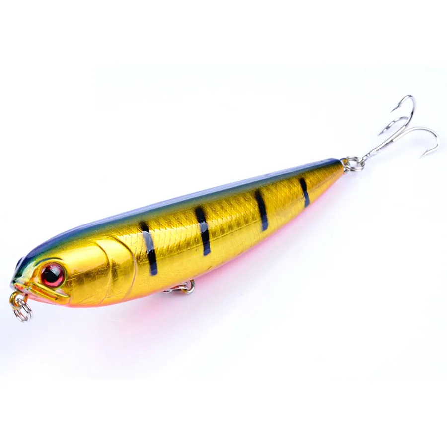 Señuelos de Pesca de lápiz flotante de 1 piezas, aparejos de pesca de Topwater, cebos duros para caminar, Wobblers artificiales para Lucio, pez curricán, Swimbait - imagen 5