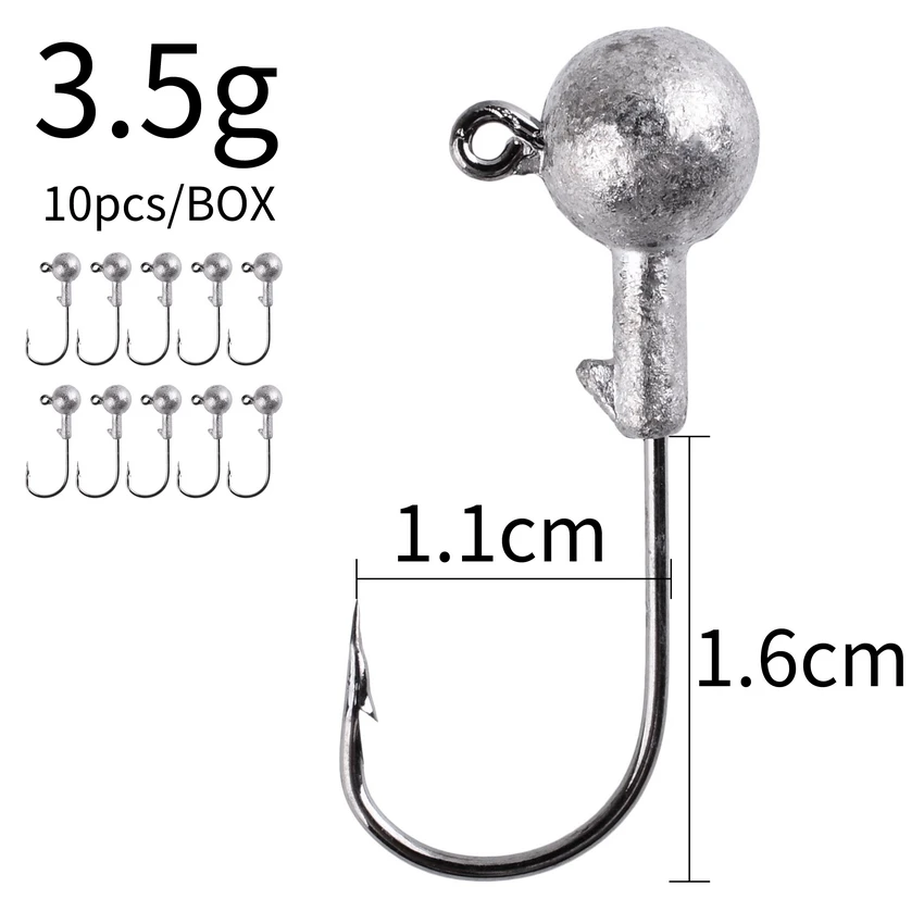 Anzuelo de pesca con cabeza plomada, señuelo duro de gusano blando para pesca, 1g, 2g, 3g, 5g, 7g, 10g, 14g, 20g, 10pc con caja - imagen 3