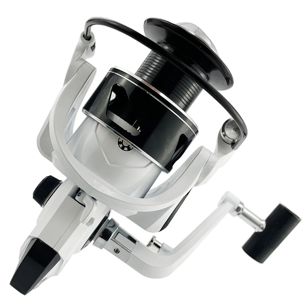 Carrete de señuelo Serie 2000-7000, carrete de pesca para lubina, caña de mar, rueda de Pesca de Mar, carrete giratorio ligero de aluminio blanco - imagen 2