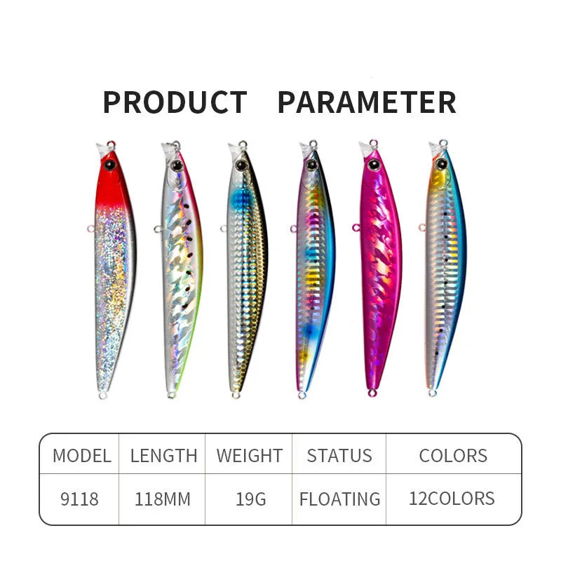 Señuelo duro flotante para pesca de lubina, aparejos de pesca de pececillos, de largo alcance, 1 piezas - imagen 5