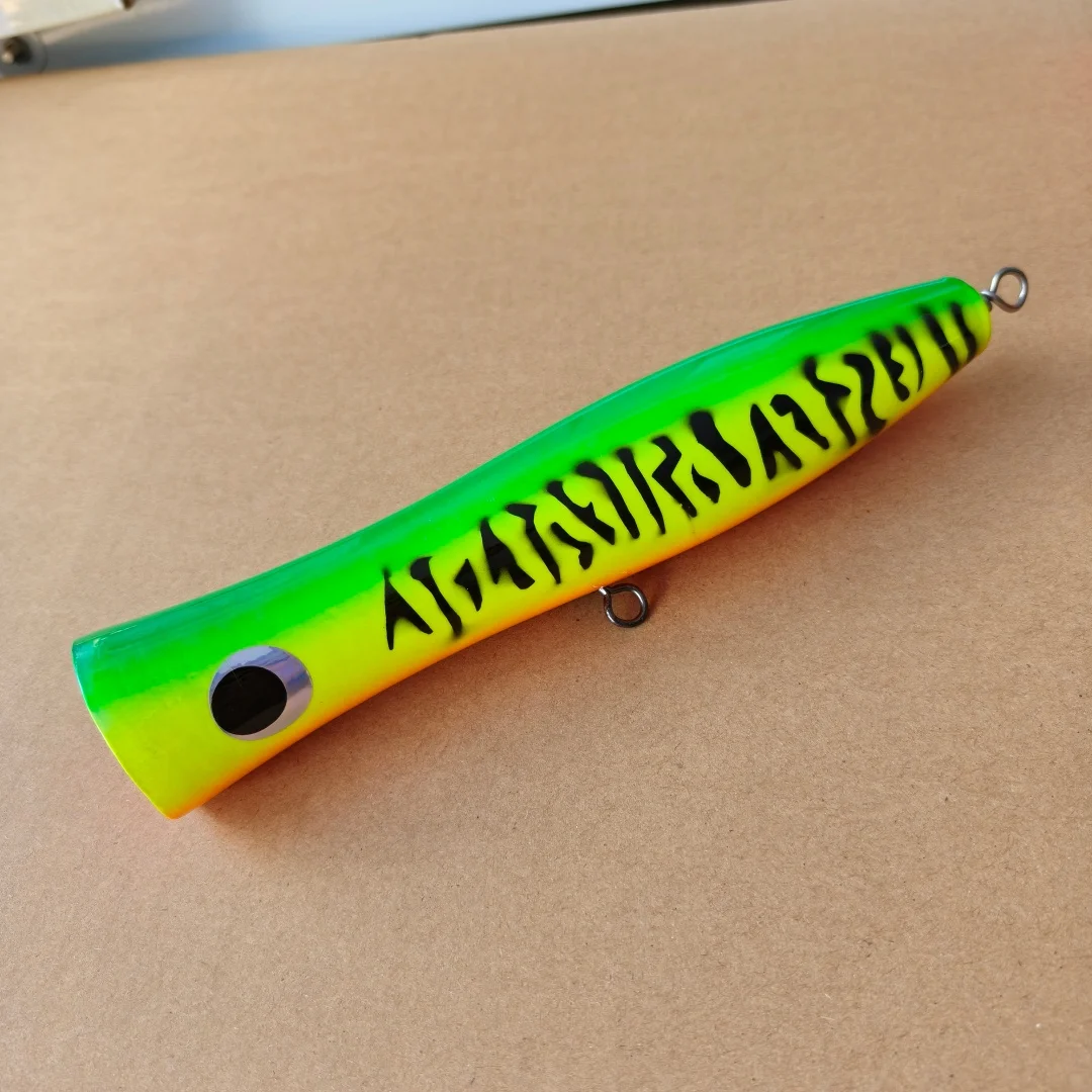 Swolfy-señuelo Popper de madera para agua salada, superficie Topwater, cebo de curricán de madera, barco de aguas profundas, 22cm/118g - imagen 4