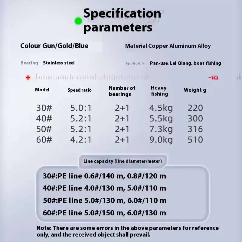 Carretes de pesca de agua salada 2 + 1bb 9KG carrete de pesca de mar de fundición relación de engranaje 5,2: 1 carrete de pesca de curricán carrete de Baitcasting redondo - imagen 2