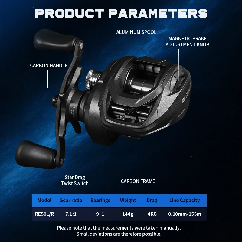 Carrete Baitcasting ligero – Freno magnético y 4kg de arrastre - imagen 2