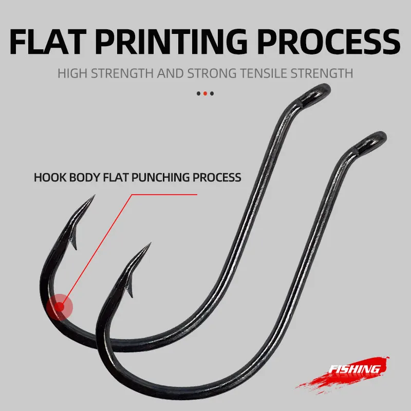 100 unids/bolsa pulpo de acero rico en carbono 8299 anzuelo con agujero de púas pico torcido pesca en mar anzuelo único a granel - imagen 3