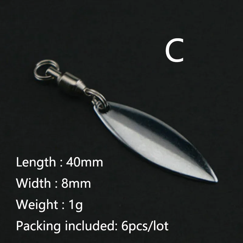 OUTKIT 6 unids/lote señuelo DIY para Spinner cuchara señuelos ranas VIB hoja de acero inoxidable reflectante cucharas ruidosas accesorios de pesca - imagen 5