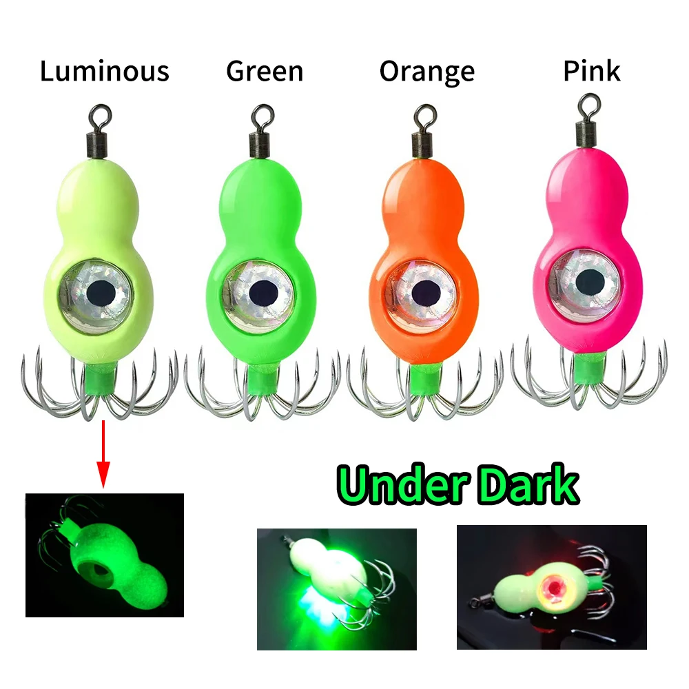 Ellllv-señuelo de calamar de 37g -94g, luz LED integrada sin púas, 10 agujas, anzuelo de plantilla para paraguas, cebo de pesca luminoso de pulpo y sepia - imagen 5