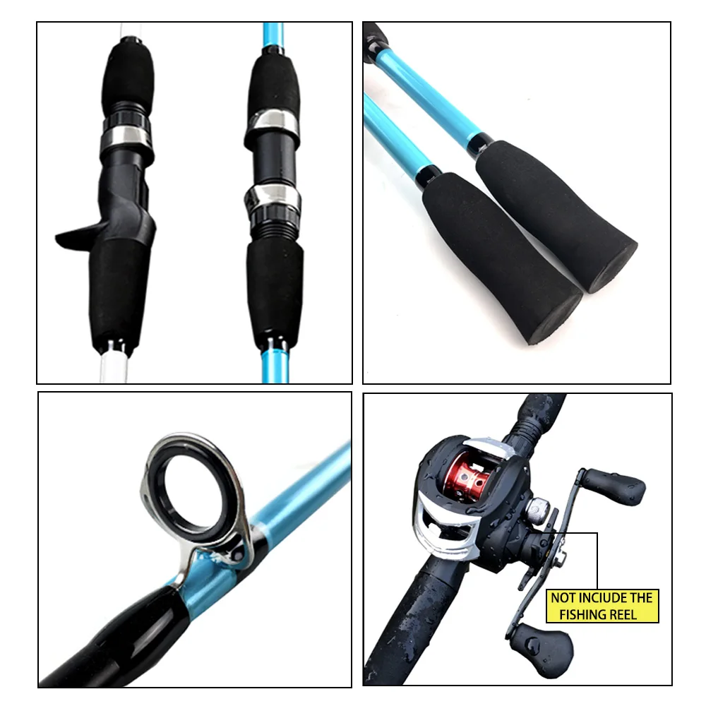 Caña de pescar portátil de fibra de carbono, aparejos de pesca de carpa, giratorios/fundidos, de viaje, 2 secciones, 1,8-1,5 m - imagen 5