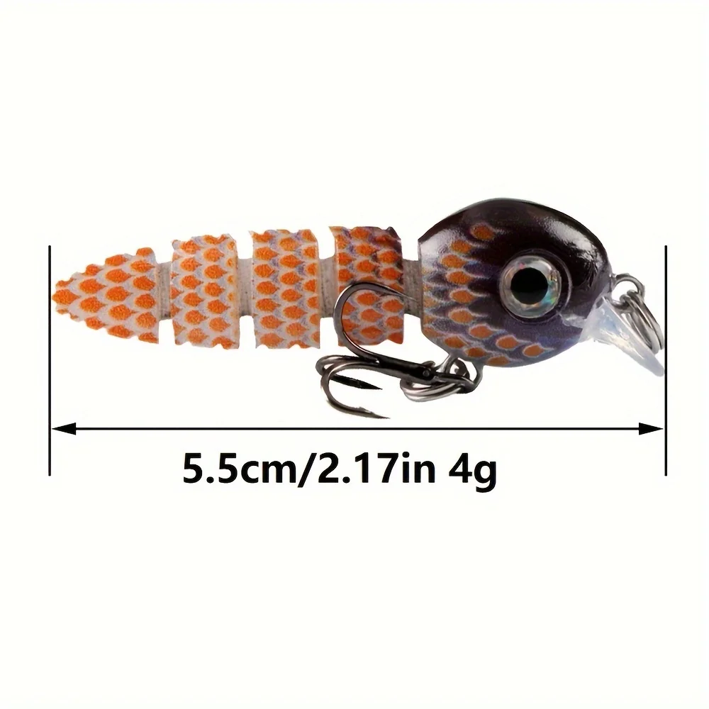 Señuelos de pesca multiarticulados, 5,5 cm/4g, Crankbait, cebos duros realistas para peces, señuelo de pesca pequeño, aparejos Wobbler - imagen 2